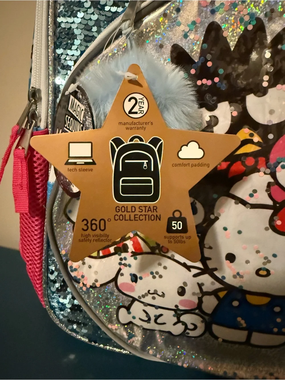 Hello Kitty Kids Sequin Backpack - Blue, Pink & Silver